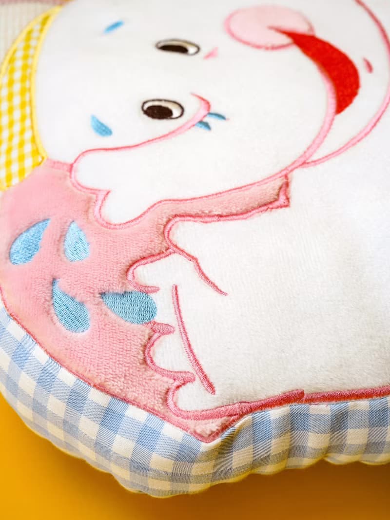 游泳大象 80s復古昭和可愛小象抱枕 刺繡布藝