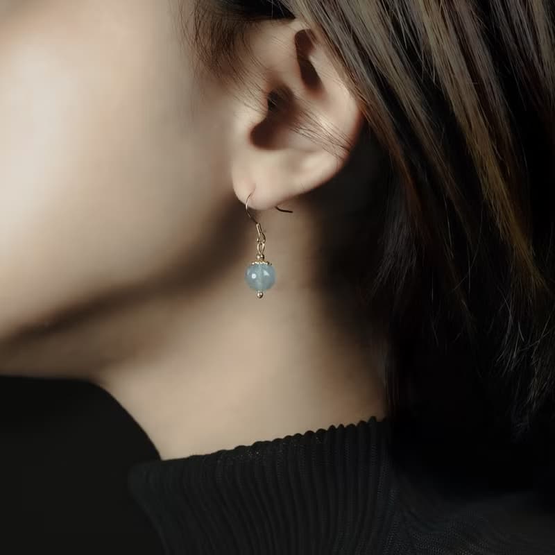 小優雅系列 l 拉長石耳勾式耳環 E0015