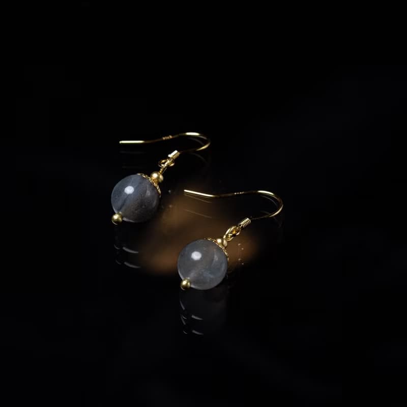 小優雅系列 l 拉長石耳勾式耳環 E0015