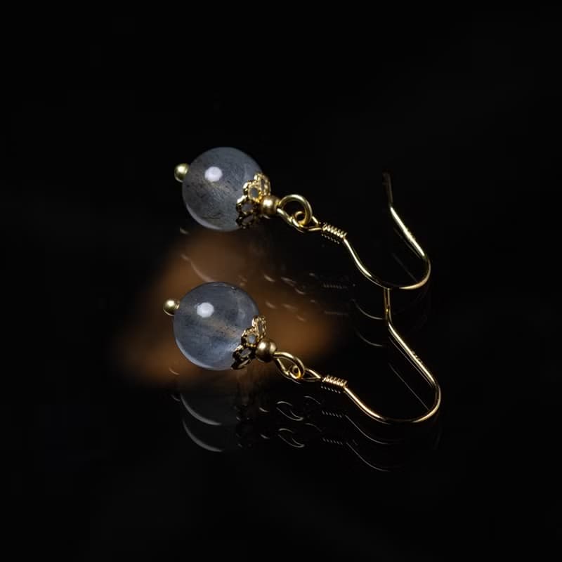 小優雅系列 l 拉長石耳勾式耳環 E0015