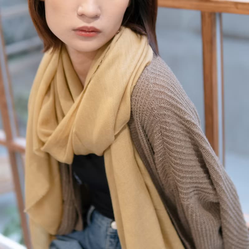 【保暖道具】喀什米爾 Cashmere 羊毛圍巾 - 焦糖