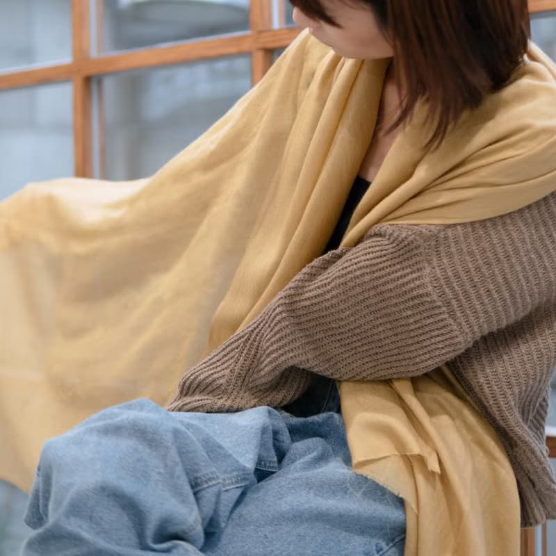 【保暖道具】喀什米爾 Cashmere 羊毛圍巾 - 焦糖