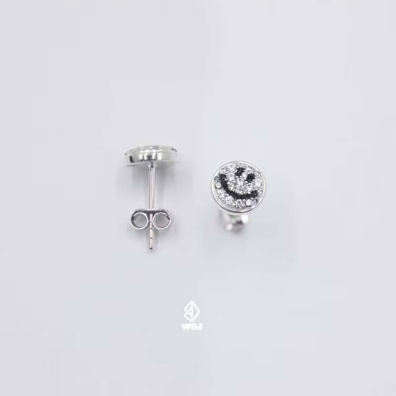 Wbj-HaveANiceDay滿鑽笑臉耳釘