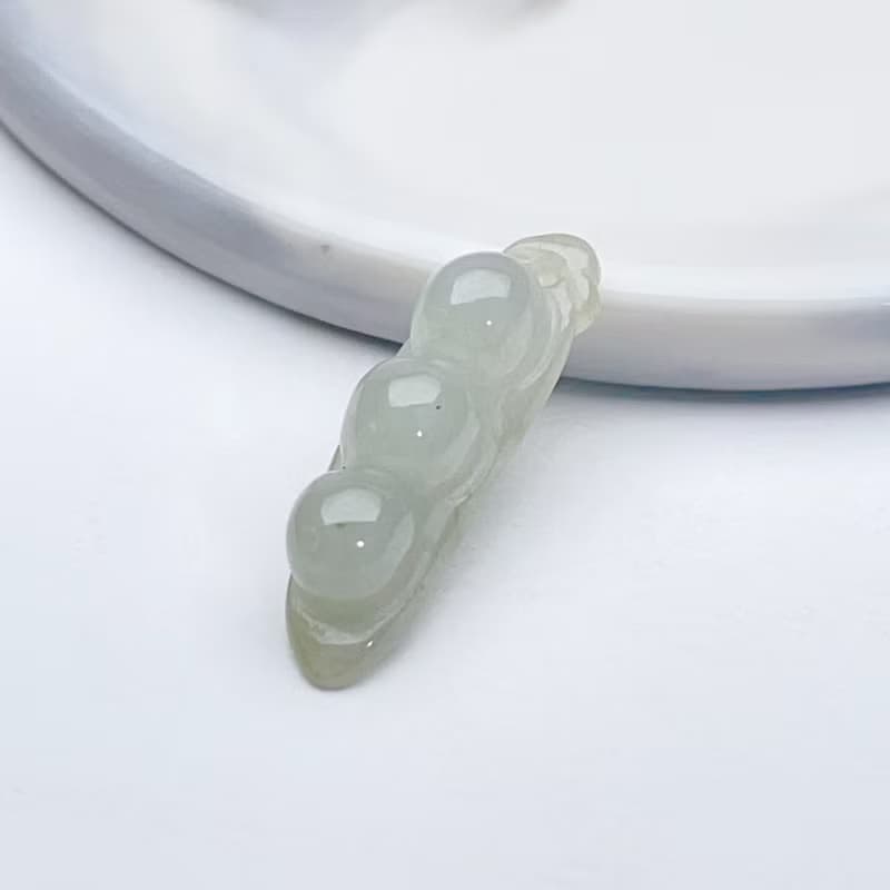 【連中三元】冰種翡翠福豆項鍊 | 天然緬甸玉翡翠A貨 | 送禮