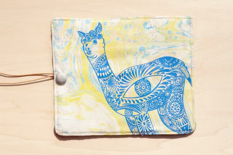 聖誕交換禮物 手繪渲染筆袋 餐具袋 手感捲軸 春捲筆袋-羊駝 水彩