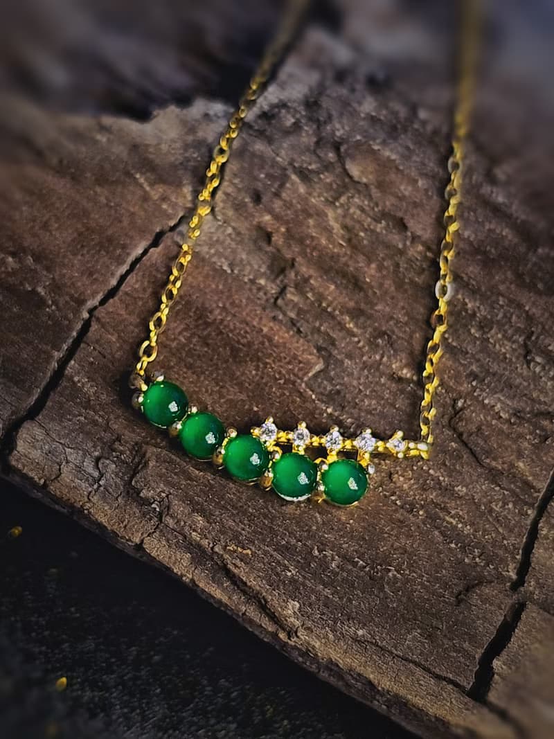 |發光陽綠|A貨翡翠冰玻放光陽綠蛋面3+mm純銀鍍18k精緻多顆項鍊