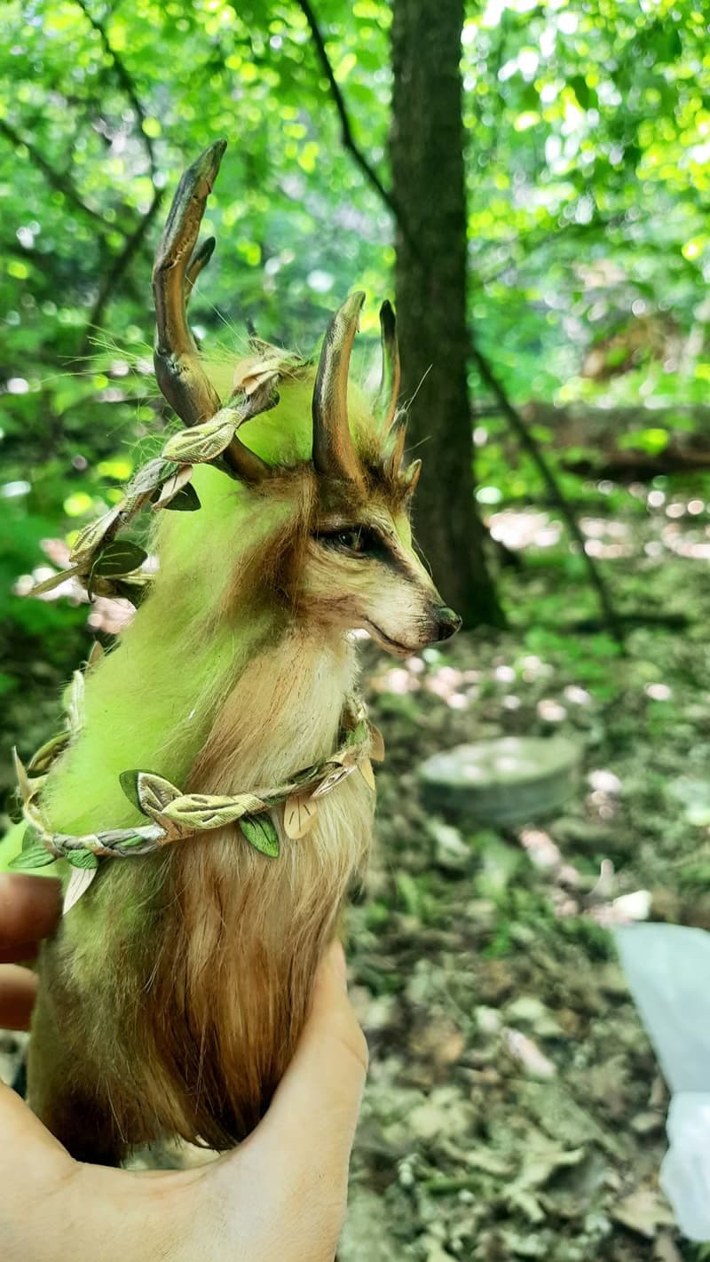 Deer fantasy creature. Handmade interior dolls