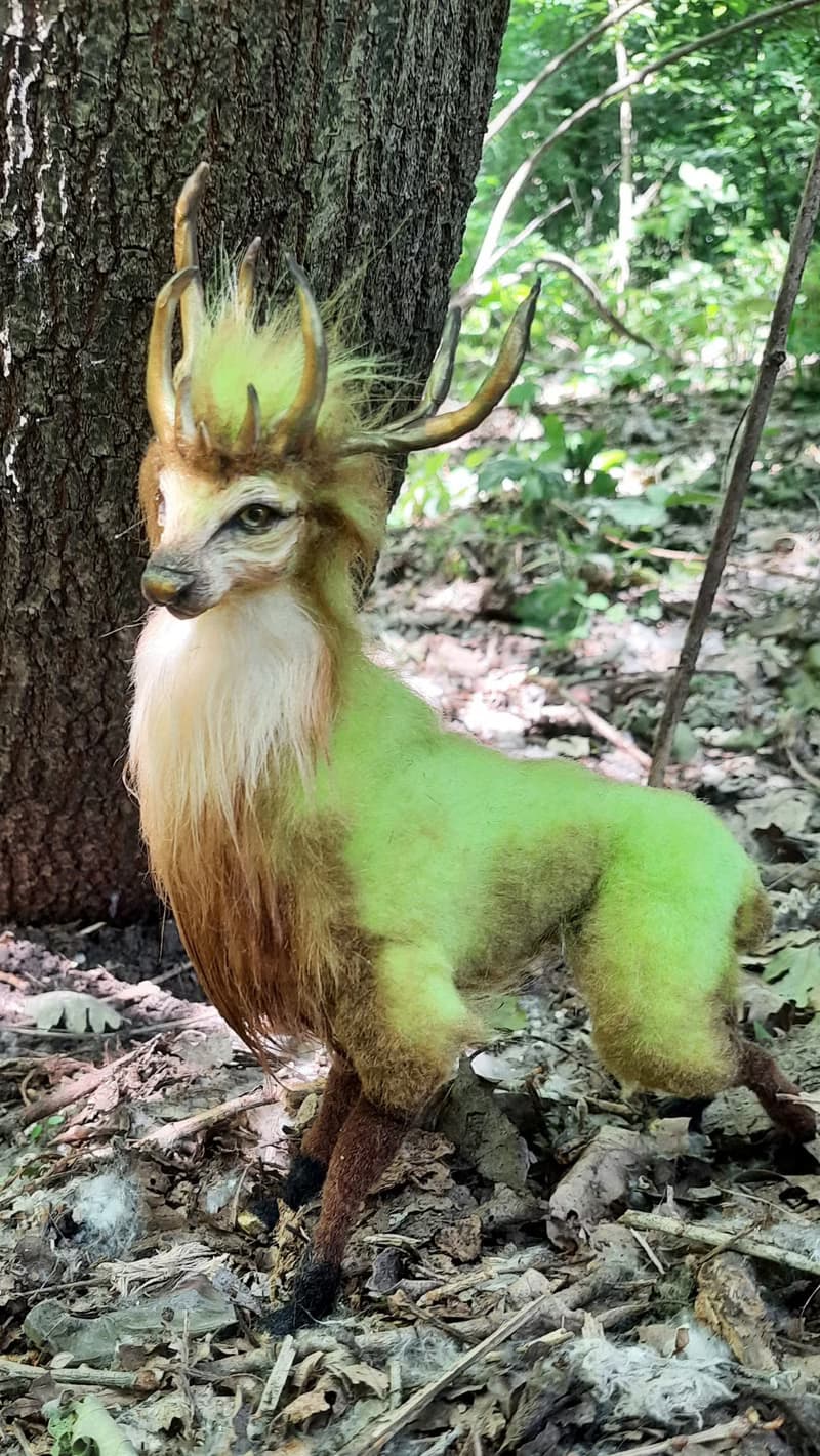 Deer fantasy creature. Handmade interior dolls