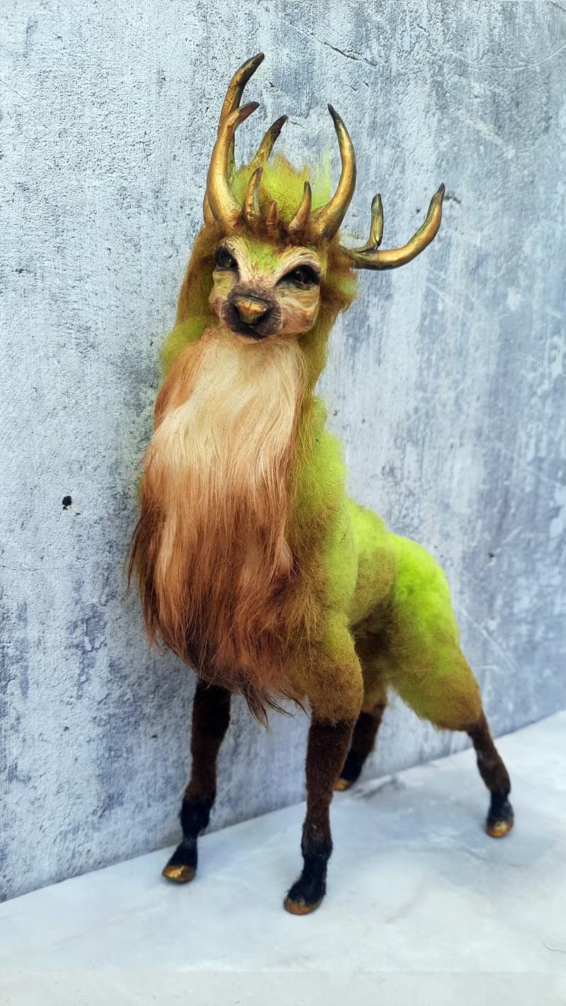 Deer fantasy creature. Handmade interior dolls