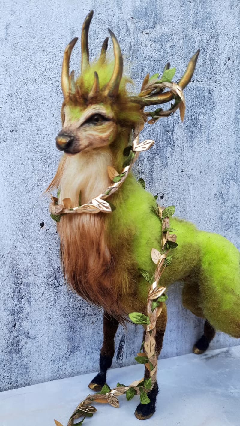 Deer fantasy creature. Handmade interior dolls