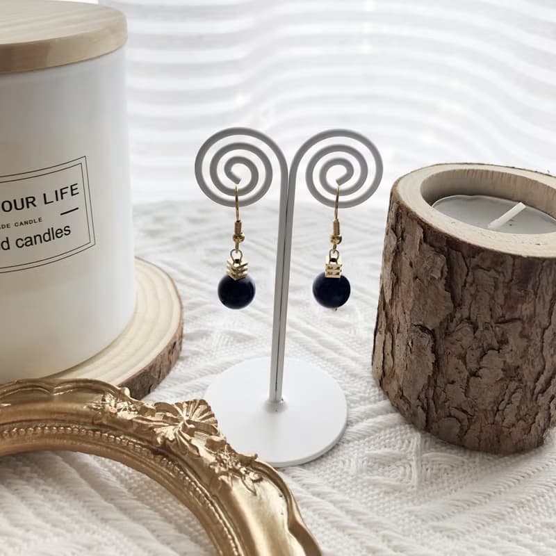 藍紋石方塊耳勾原創設計