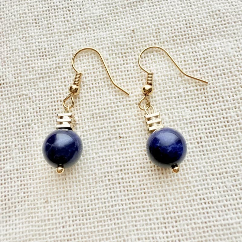 藍紋石方塊耳勾原創設計