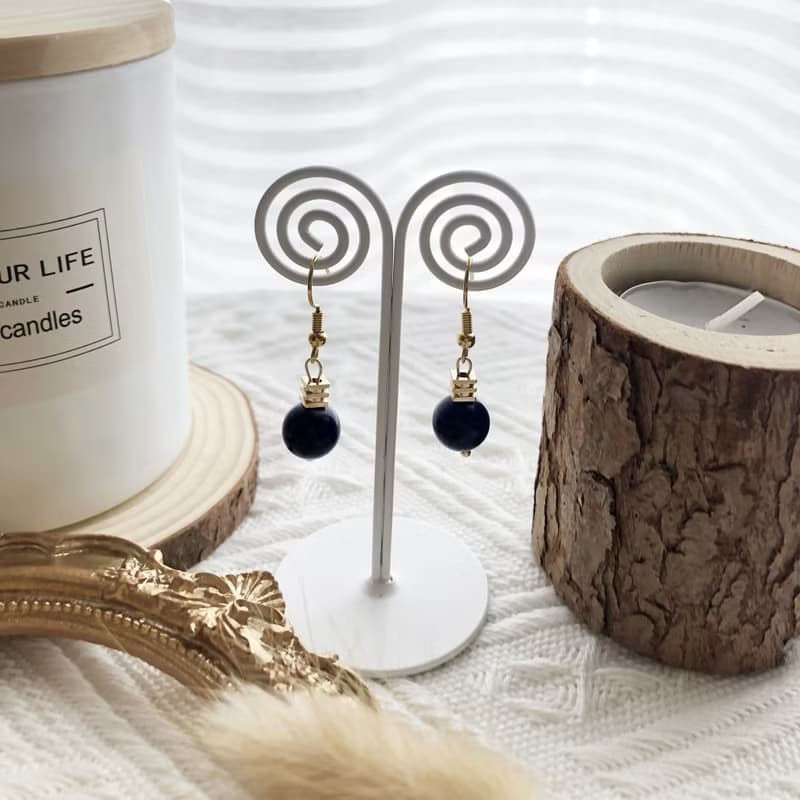 藍紋石方塊耳勾原創設計