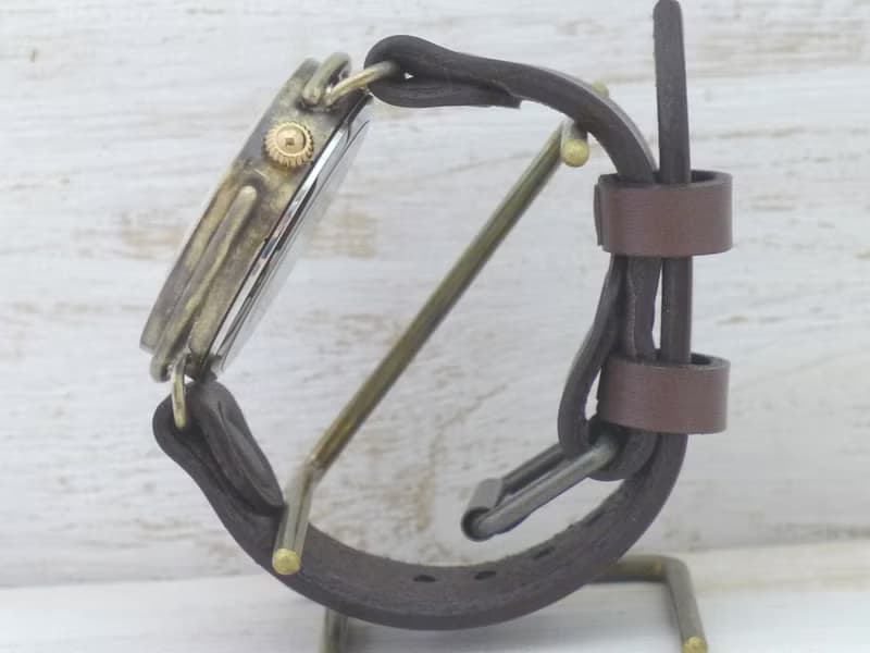 BAM044 自動巻きBrass特大サイズ42mm 立体数字インデックス 手作り腕時計 Hand Craft Watch BAM044