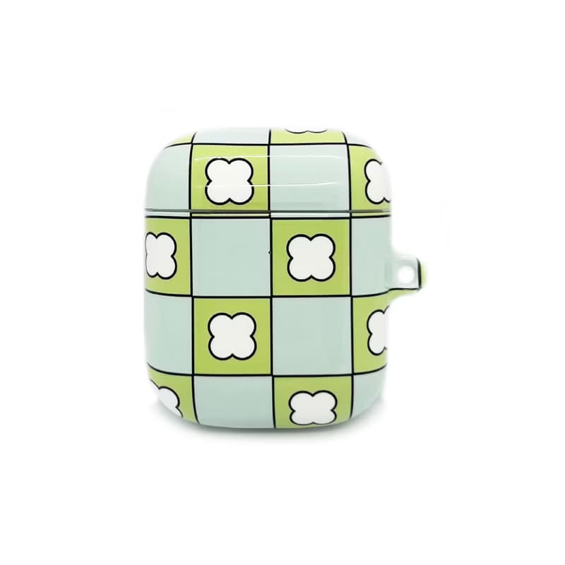 clover check hard AirPods Case (yellow green)