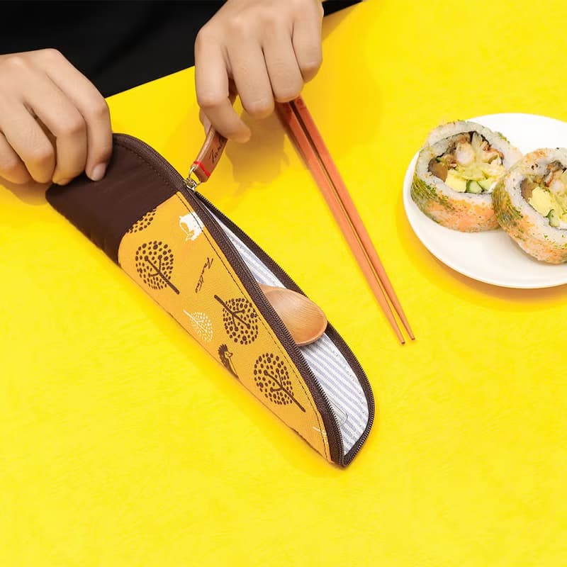 獨創布花 棉麻餐具袋::月球灰:: (格紋街區)環保餐具/畢業季