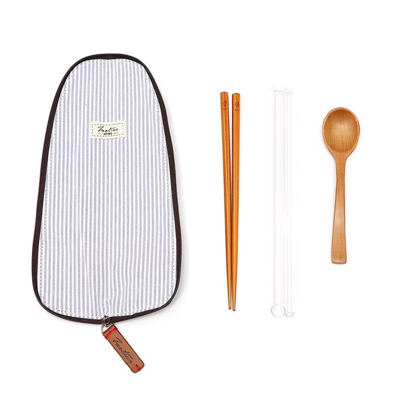 獨創布花 棉麻餐具袋::月球灰:: (格紋街區)環保餐具/畢業季