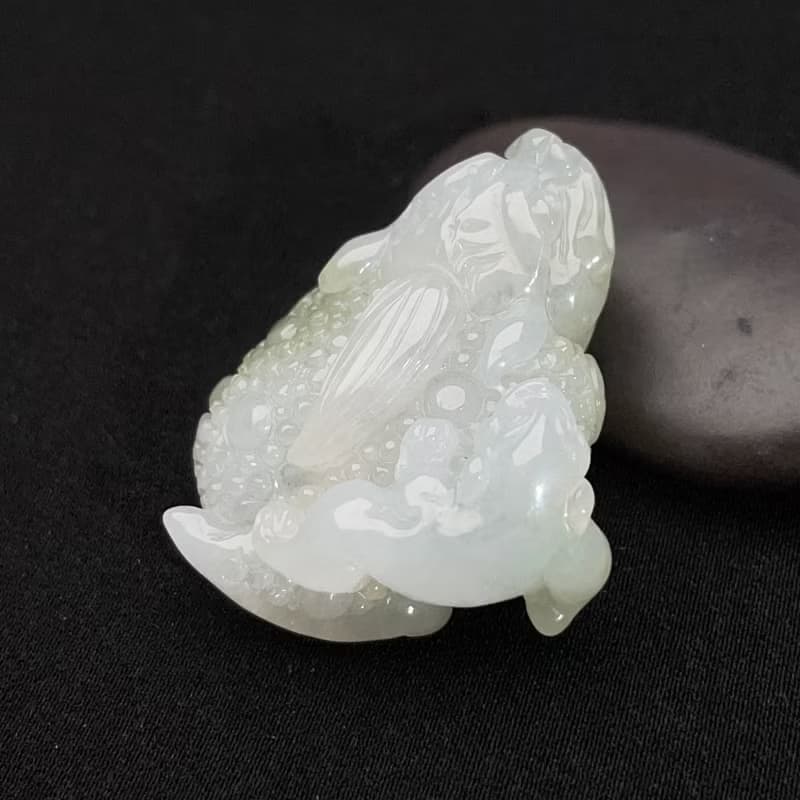 【招財神獸】冰飄綠翡翠三腳蟾蜍擺飾 | 天然緬甸玉翡翠A貨|送禮