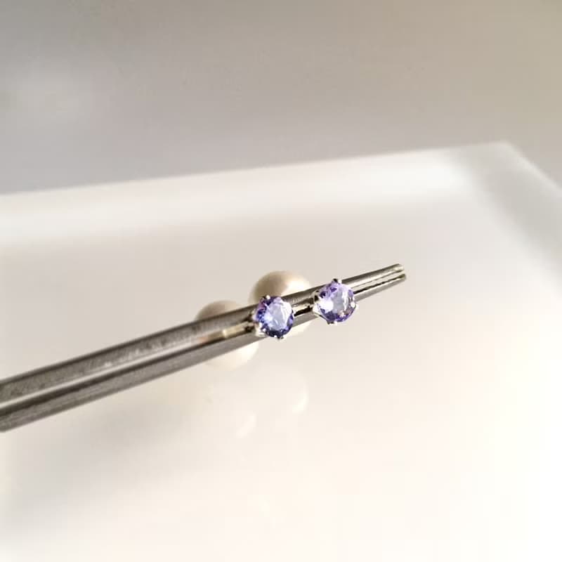 Tanzanite Earrings December Birthstone Tanzanite with Pearls Backcatch