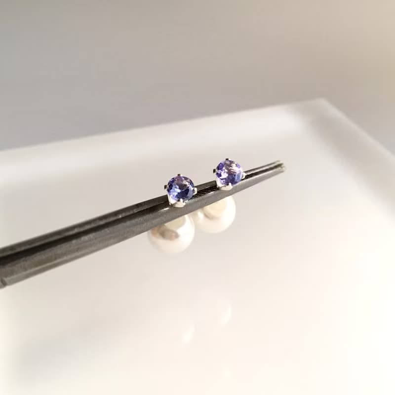 Tanzanite Earrings December Birthstone Tanzanite with Pearls Backcatch