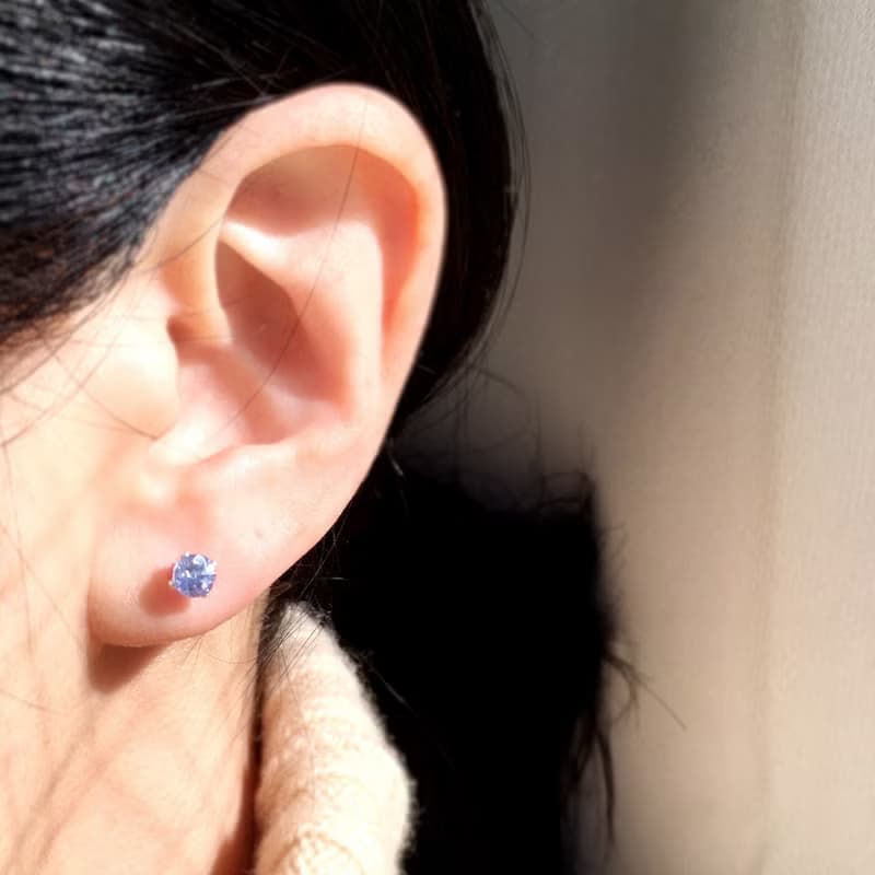 Tanzanite Earrings December Birthstone Tanzanite with Pearls Backcatch