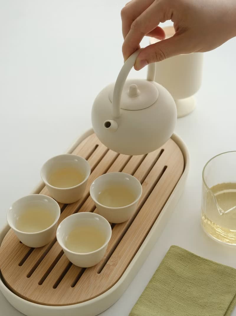 聞說|日式奶油簡約提梁壺家用茶具套裝