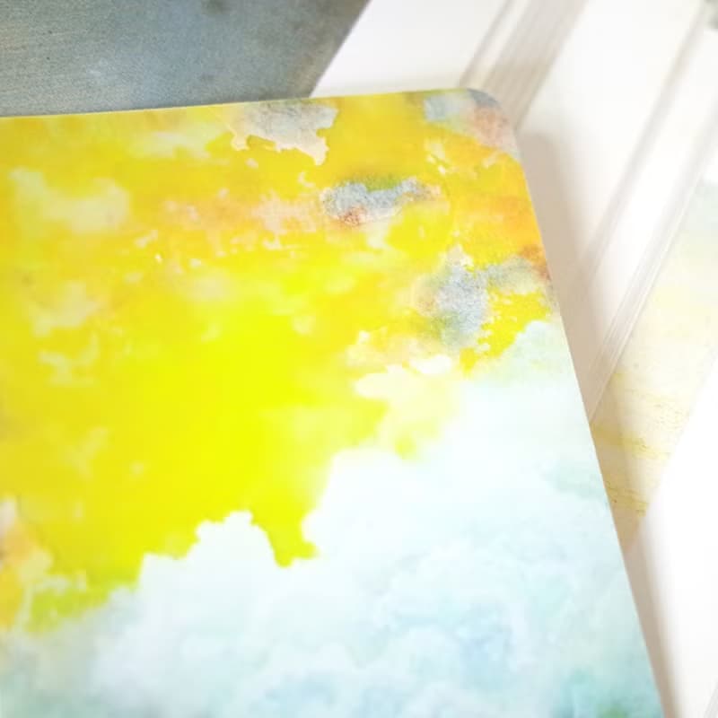 原創風景晨與昏之二日光暖雲 原創繪畫局部白墨PVC防水大貼紙