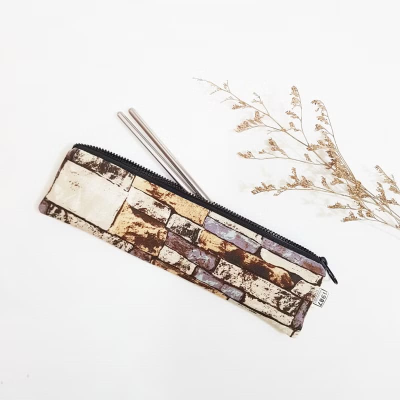 【換季特賣】【石頭紋理-棕灰】餐具袋 環保 筆袋 刷具袋 交換