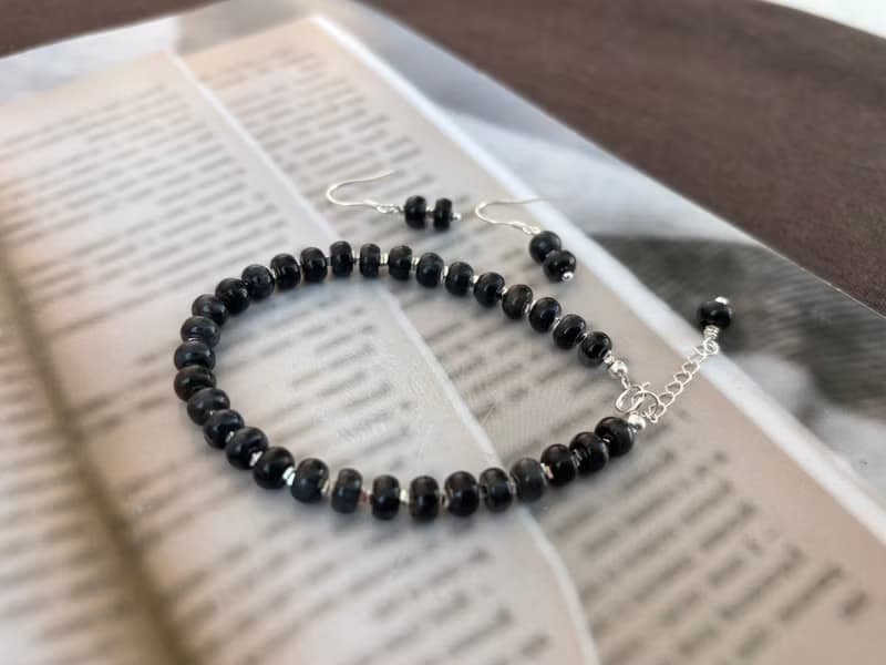 翡翠烏雞銀手鍊