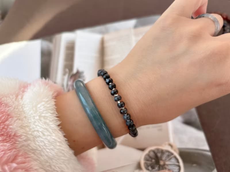 翡翠烏雞銀手鍊