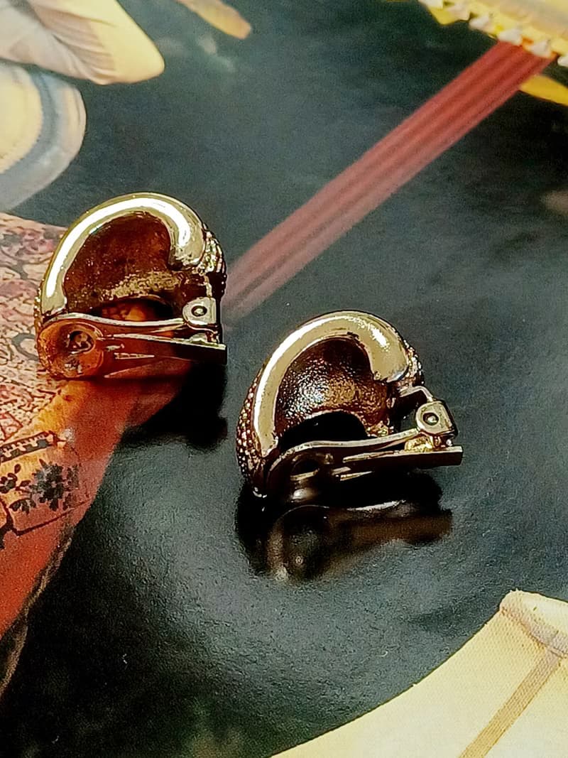 vintage jewelry  古董立體網狀夾式耳環