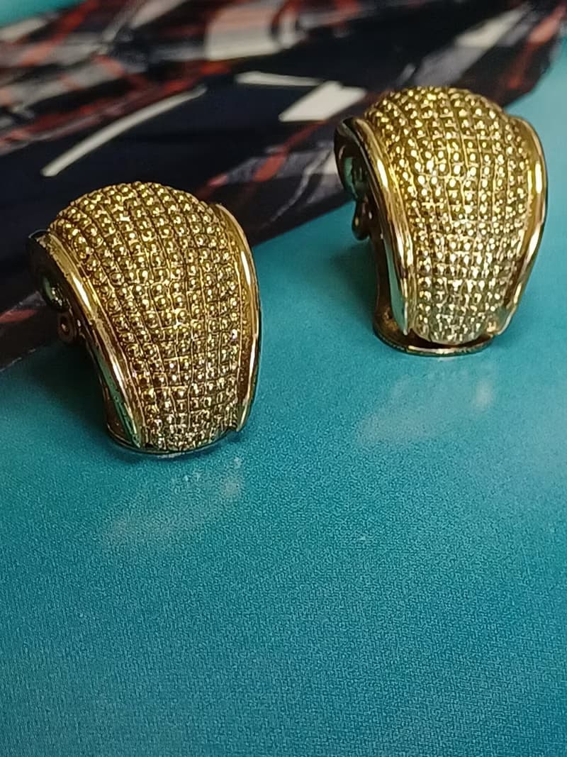 vintage jewelry  古董立體網狀夾式耳環