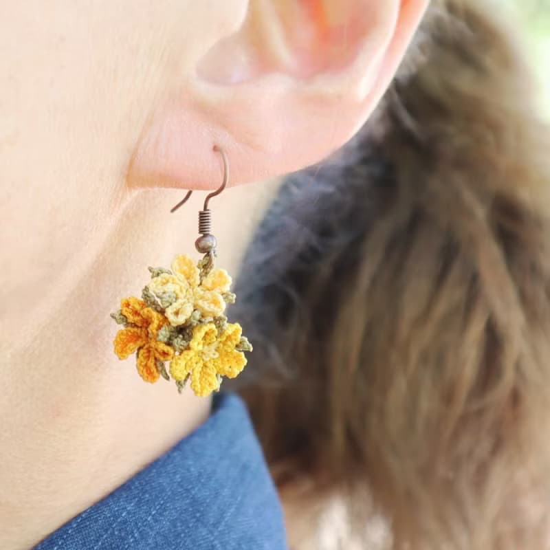 PREMIUMレースのピアス【ブーケ】ゼラニウムレッド