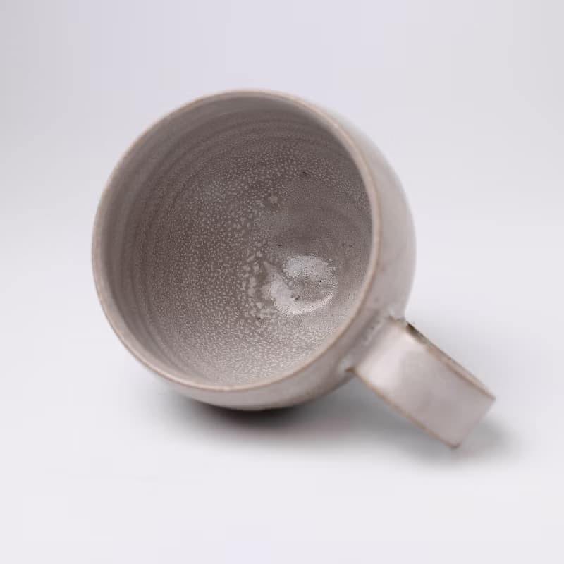 明芽窯 | 柴燒萩釉豹紋咖啡杯 奶白 焦糖 陶杯 把杯 蒐藏品 H6