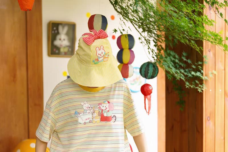 小兔子嗡嗡  復古昭和可愛 花籃遮陽帽 防曬 刺繡