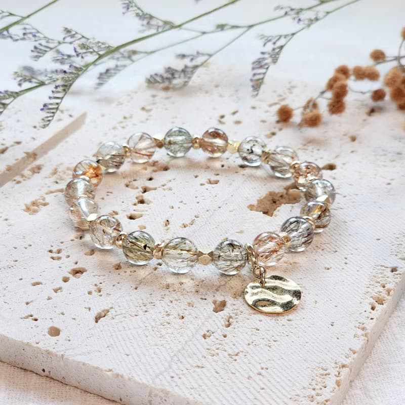 真・我 | 黑金超七 自信 轉運來 財富滿滿 天然水晶手鍊 彈性鍊