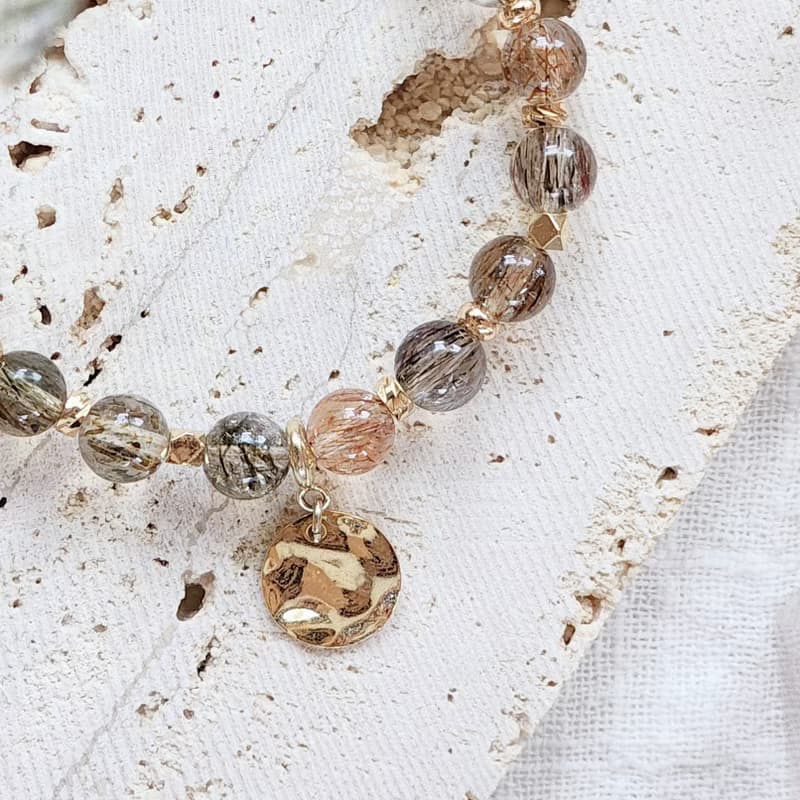 真・我 | 黑金超七 自信 轉運來 財富滿滿 天然水晶手鍊 彈性鍊