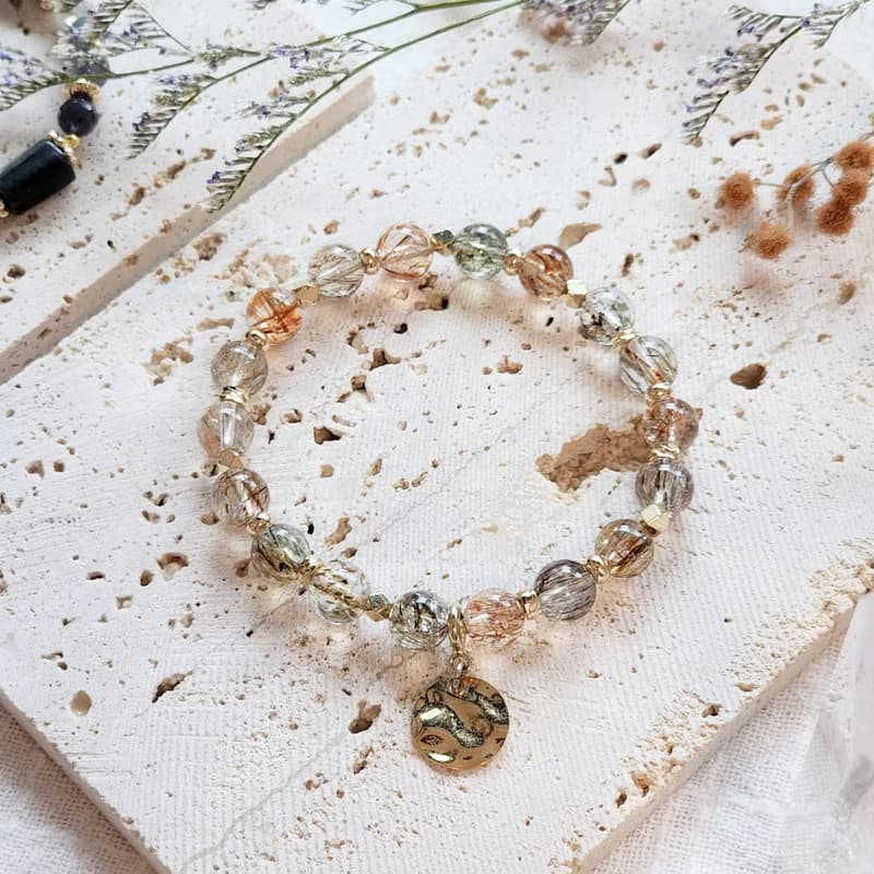 真・我 | 黑金超七 自信 轉運來 財富滿滿 天然水晶手鍊 彈性鍊