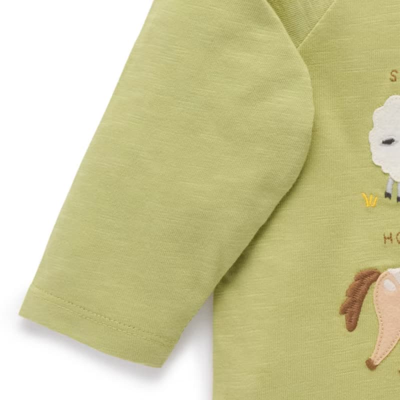 澳洲Purebaby有機棉男童裝長袖上衣12M~5T 棕櫚綠