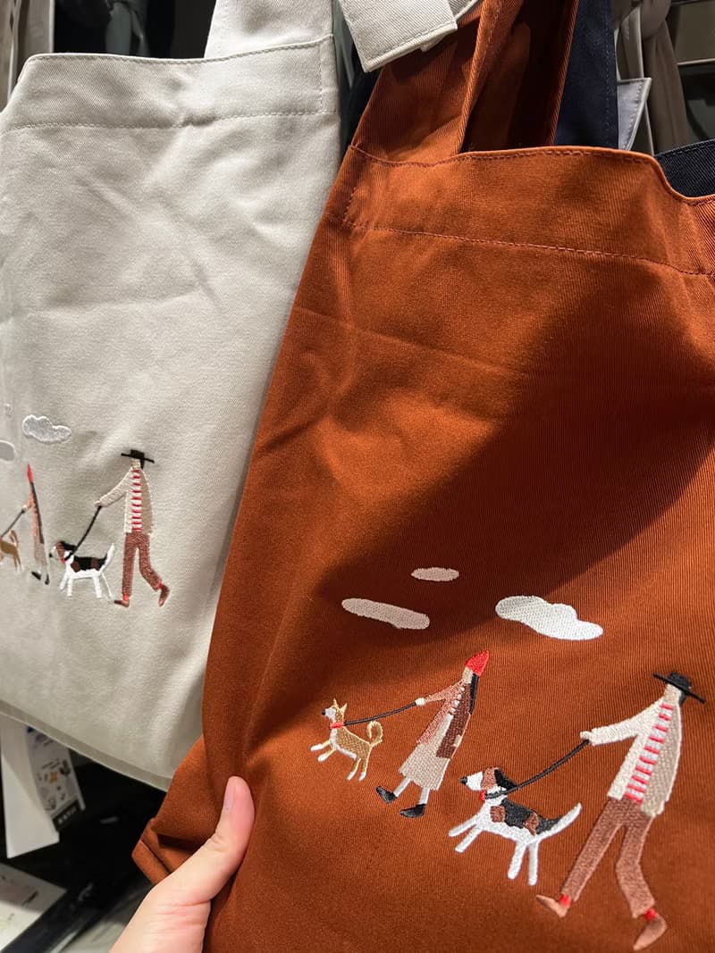 棉質刺繡購物肩背袋  The Cat