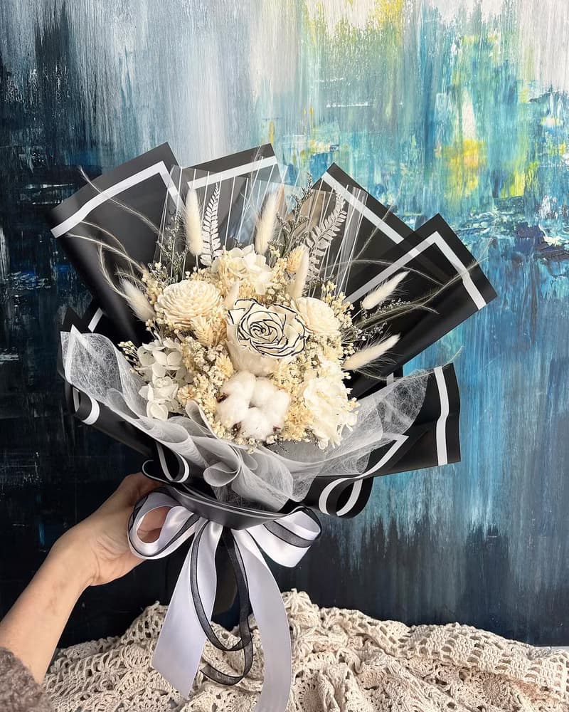 伊登花室 香奈兒永生玫瑰 繡球花 乾燥花束