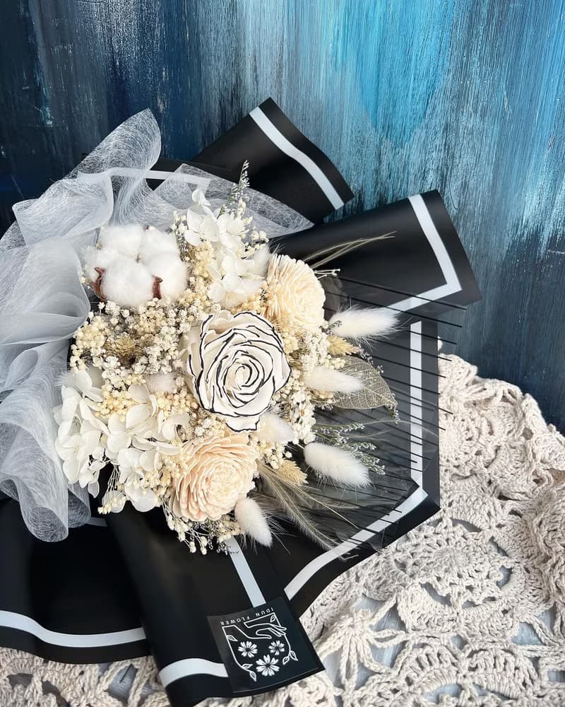 伊登花室 香奈兒永生玫瑰 繡球花 乾燥花束