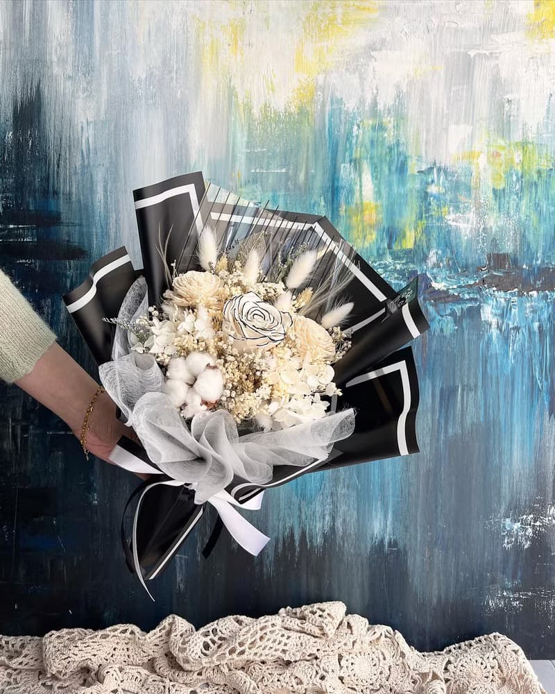 伊登花室 香奈兒永生玫瑰 繡球花 乾燥花束