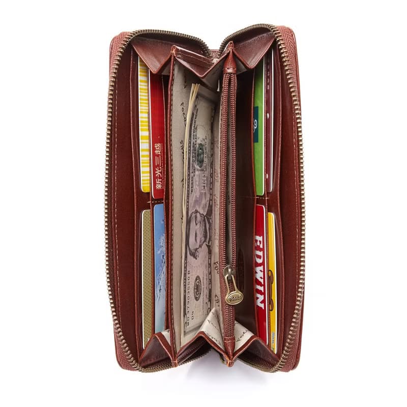 【真皮長夾】真皮ㄇ型拉鍊長夾/8卡拉鍊零錢袋女長夾/長錢包