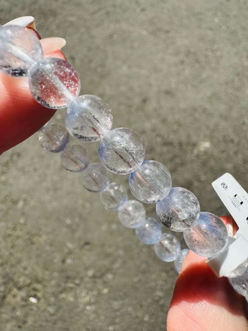 小精品天然藍線石水晶6.8-7.2mm12.8g防甲狀腺亢進加強表達能力