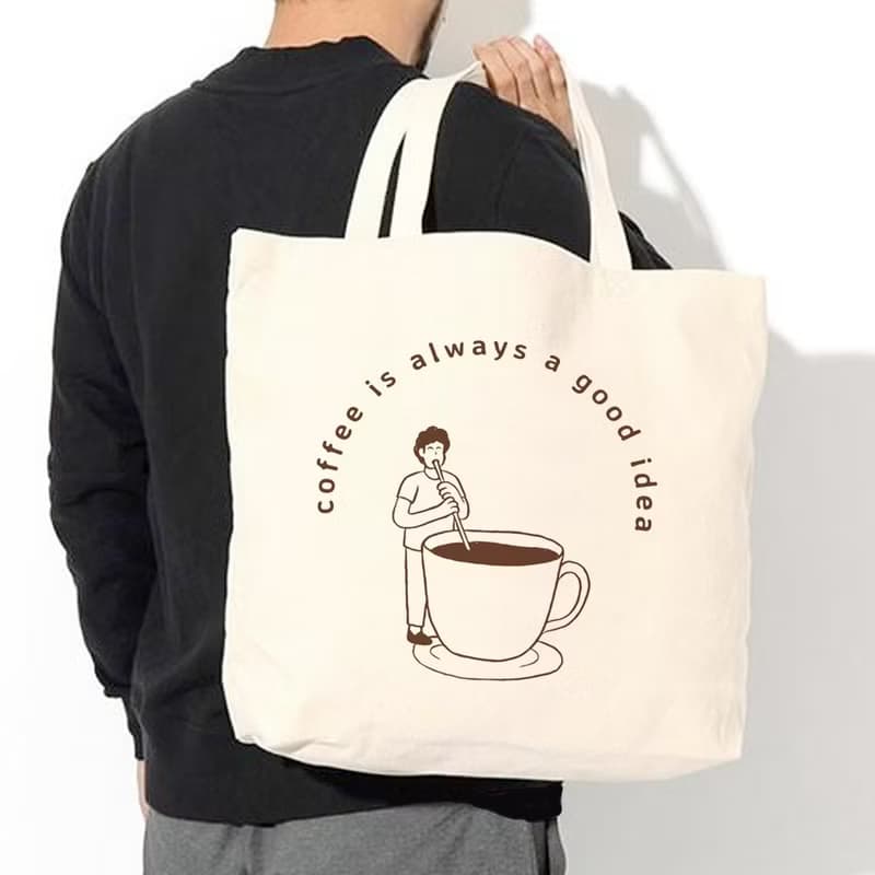 coffee good idea 帆布環保大購物袋 米白 帆布袋 咖啡瘋設祭禮物