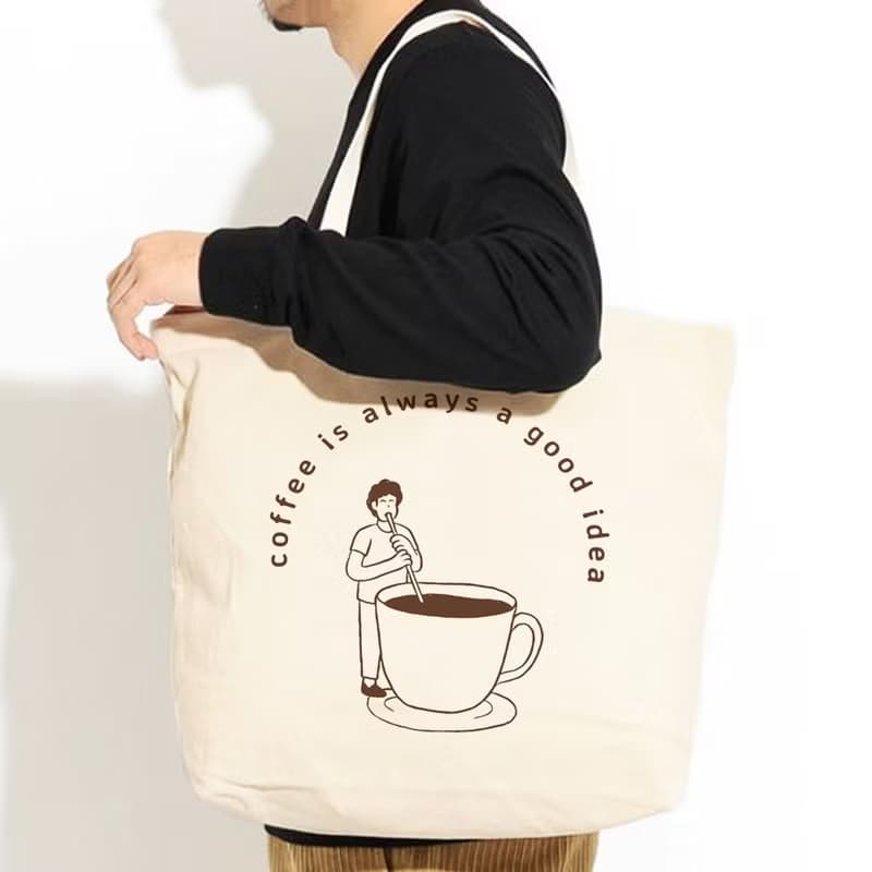 coffee good idea 帆布環保大購物袋 米白 帆布袋 咖啡瘋設祭禮物