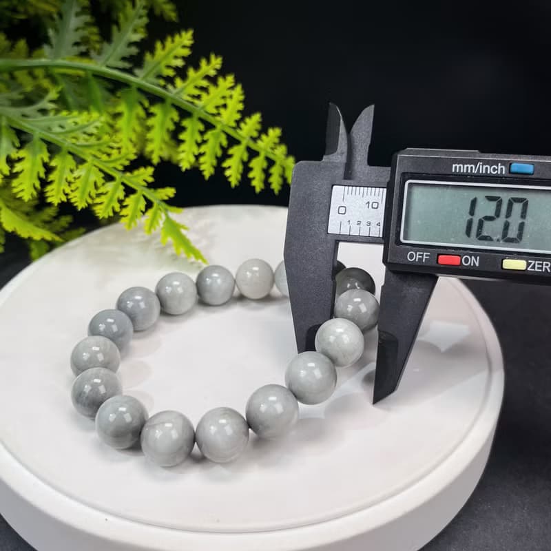 天然灰色鷹眼石手串12mm冰潤玉化顆顆帶眼男女單圈內心平靜智慧