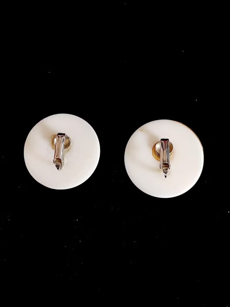 vintage jewelry  金色立體雲海花卉 夾式耳環