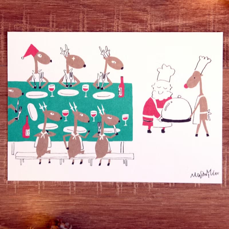 聖誕卡-2019聖誕明信片12號 : 聖誕大餐 Christmas Feast